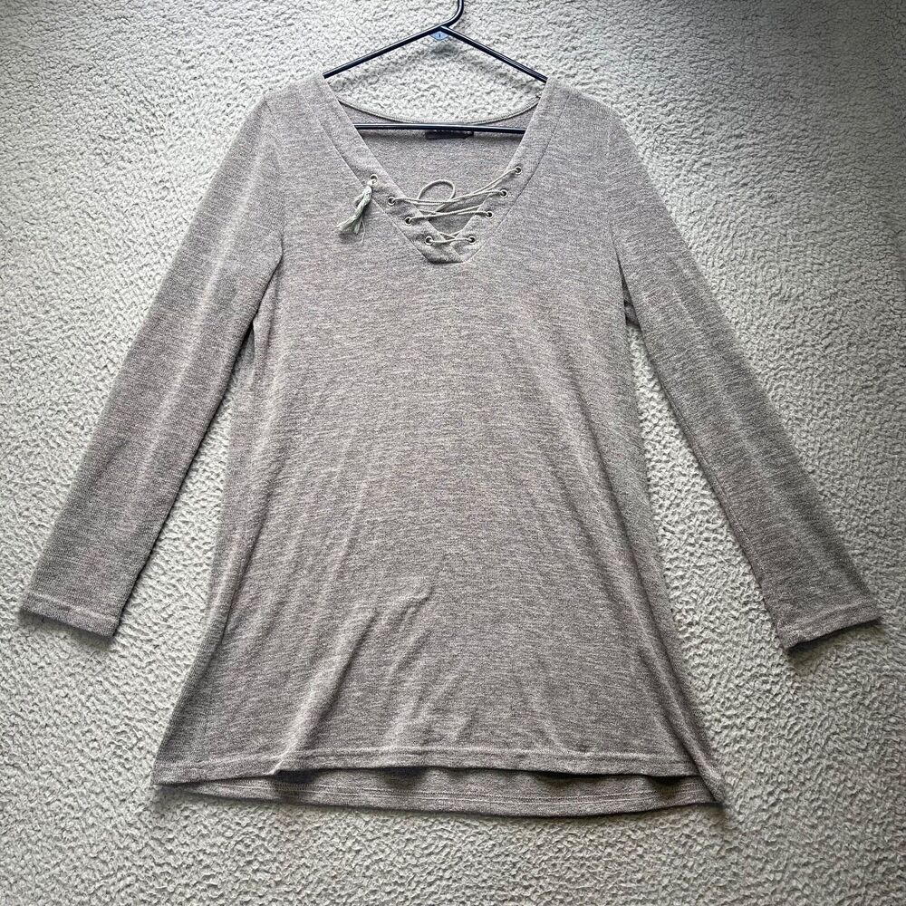 Mirrou Dress Womens Medium Gray Long Sleeve